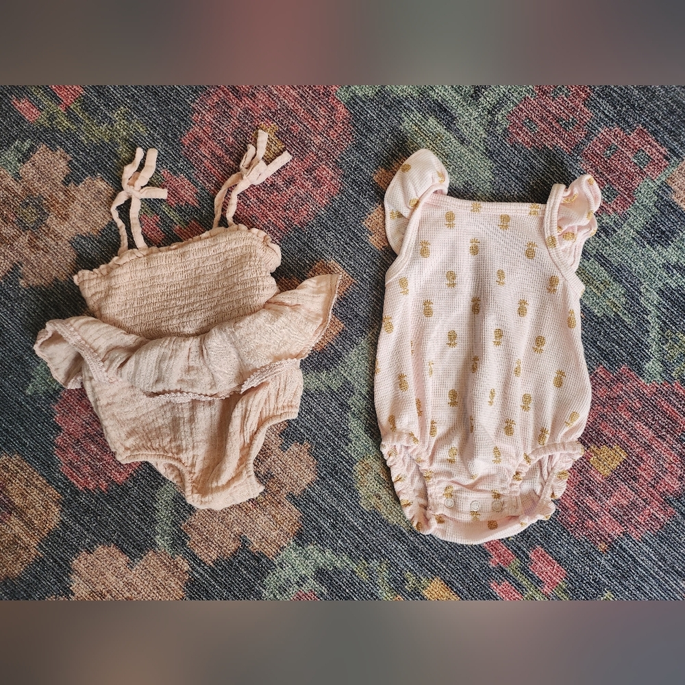 Adorable Pink and Gold Baby Romper Set